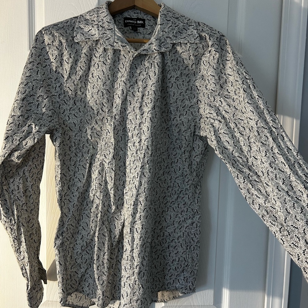 Express Black and White Leaf Print Shirt